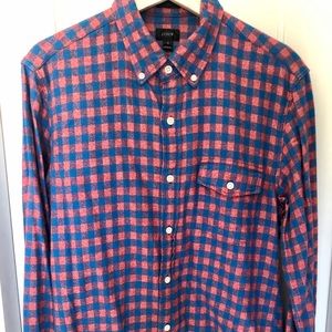 J Crew Mens Long Sleeve Plaid Slim Fit Shirt